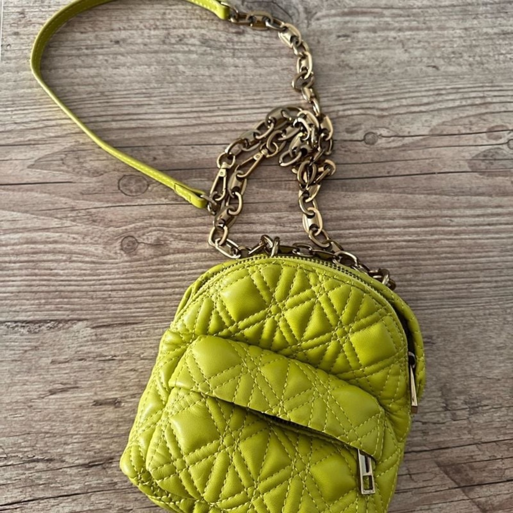 Zara chartreuse Quilted Chain Strap Mini crossbody bag